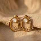 Open Oval Gold Earrings