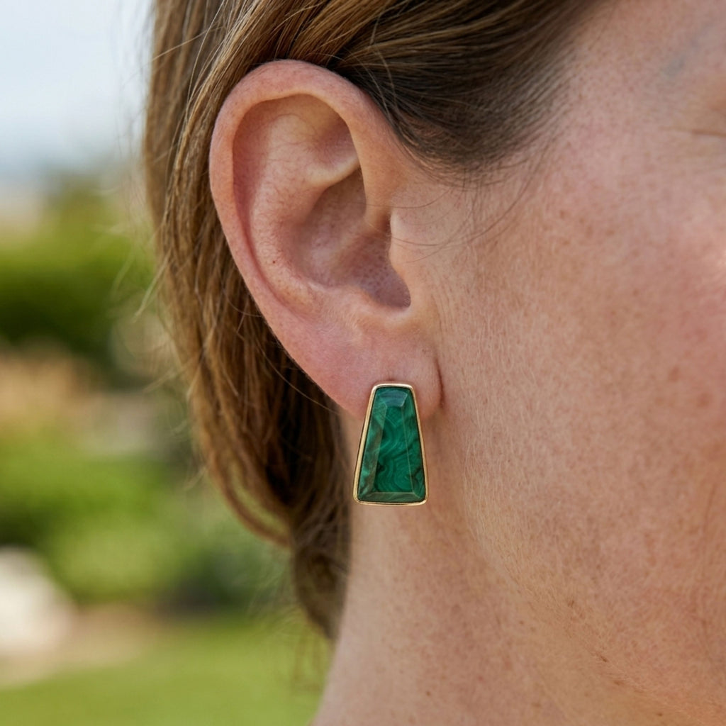 Faceted Trapeze Earrings – Brazilian Emerald