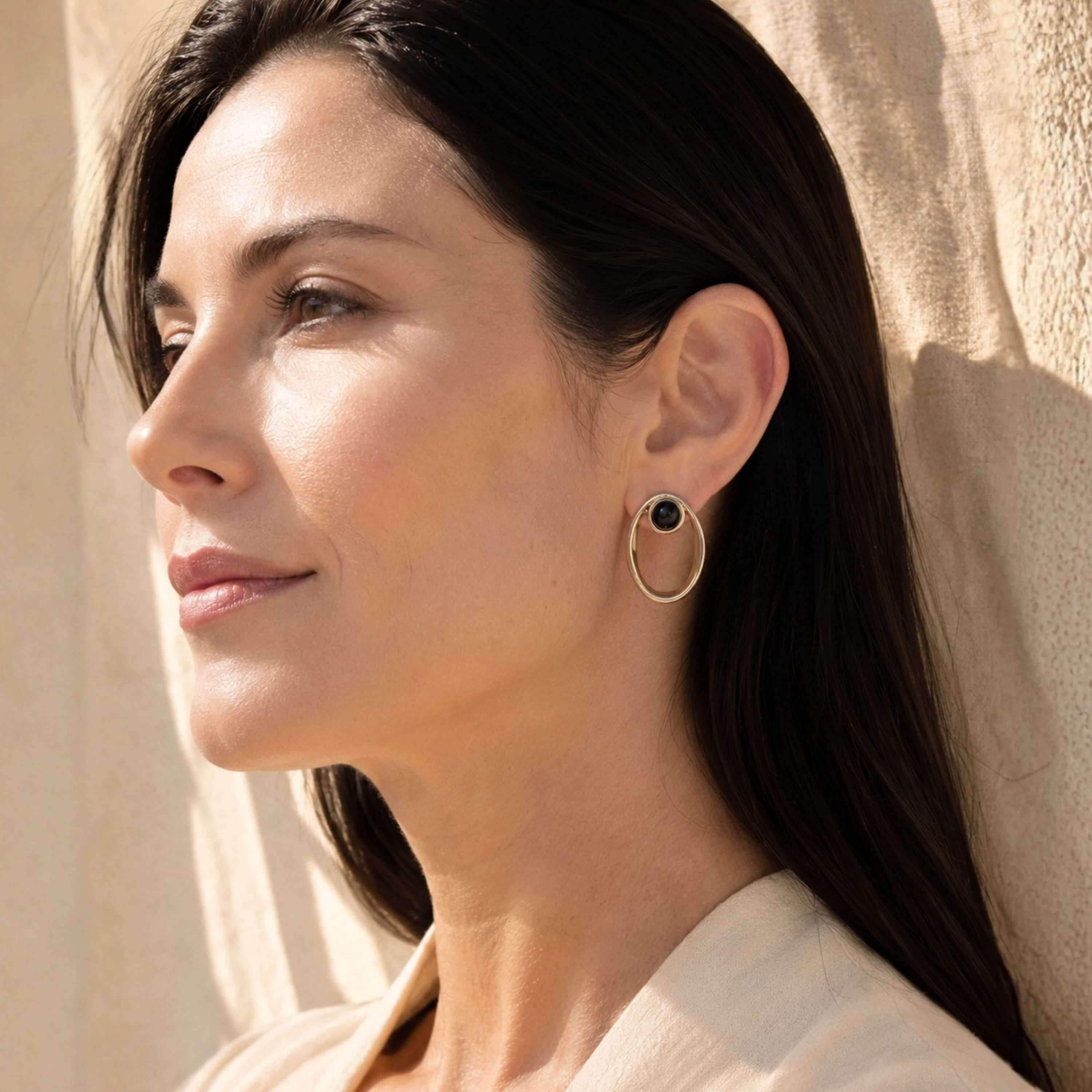 Open Oval Gold Earrings