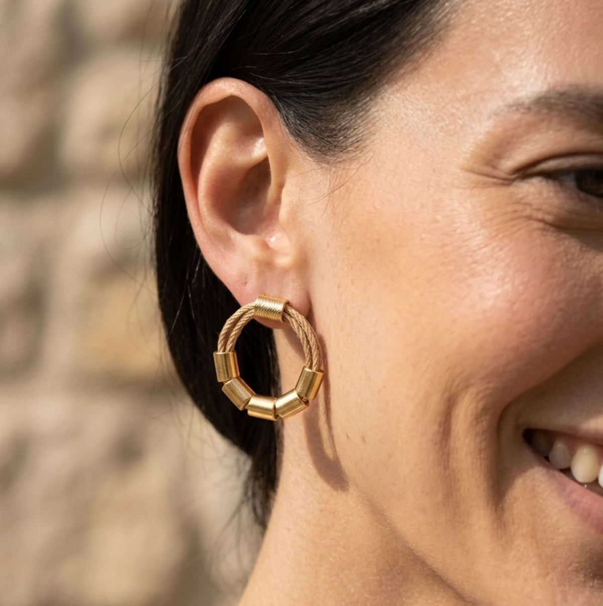 Gilded Golden frontface hoop earrings