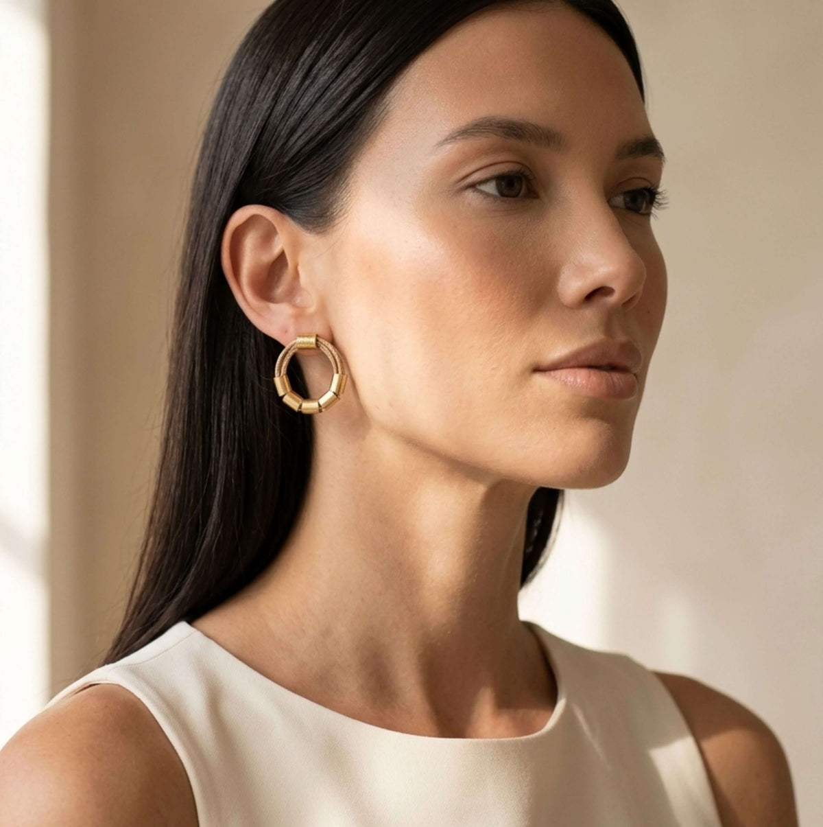 Gilded Golden front hoop earrings