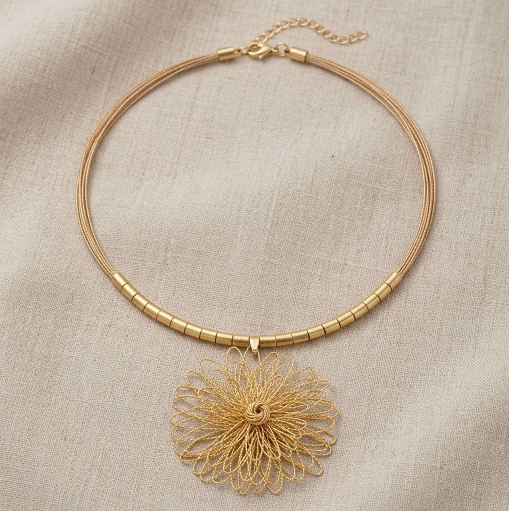 Flower Golden Necklace Gilded