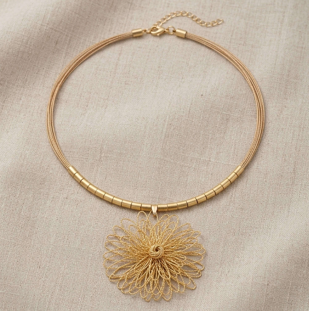 Flower Golden Necklace Gilded