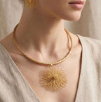 Flower Golden Necklace Gilded