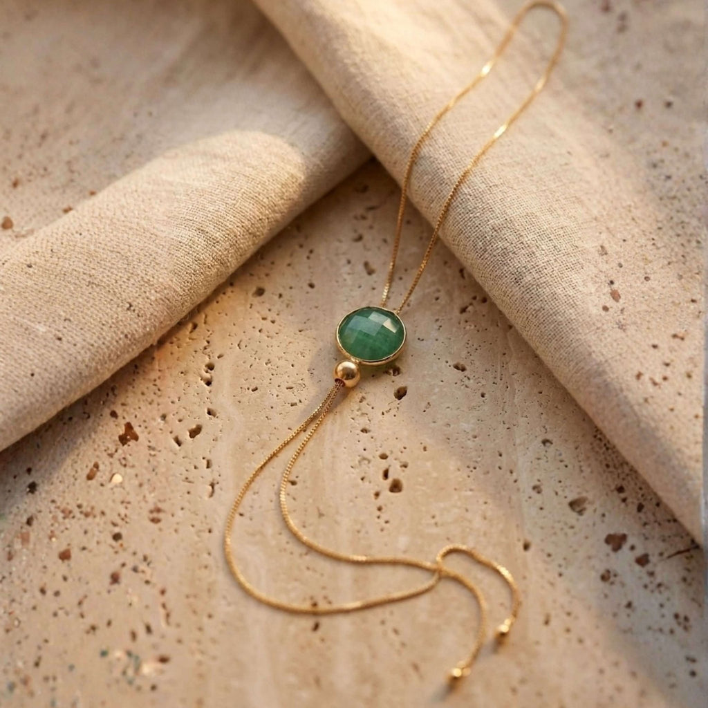 Brazilian Emerald Round Lariat Necklace
