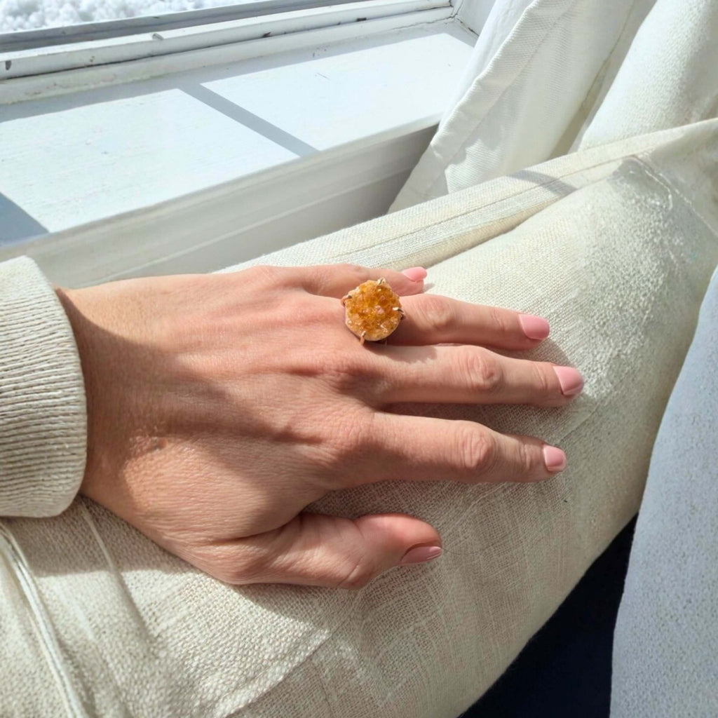 Crystalline Ring – Citrine Druzy