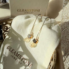 Cube & Crystal Drop Earrings – Citrine