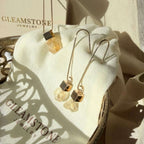 Cube & Crystal Drop Earrings – Citrine