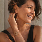 Cube & Crystal Drop Earrings – Pyrite