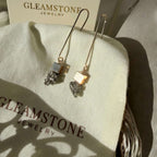 Cube & Crystal Drop Earrings – Pyrite