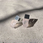 Cube & Crystal Earrings – Rose Quartz & Silver