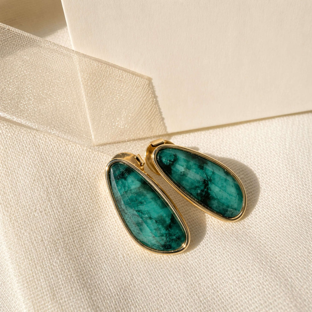 Elongated Oval Earrings – Brazilian Emerald