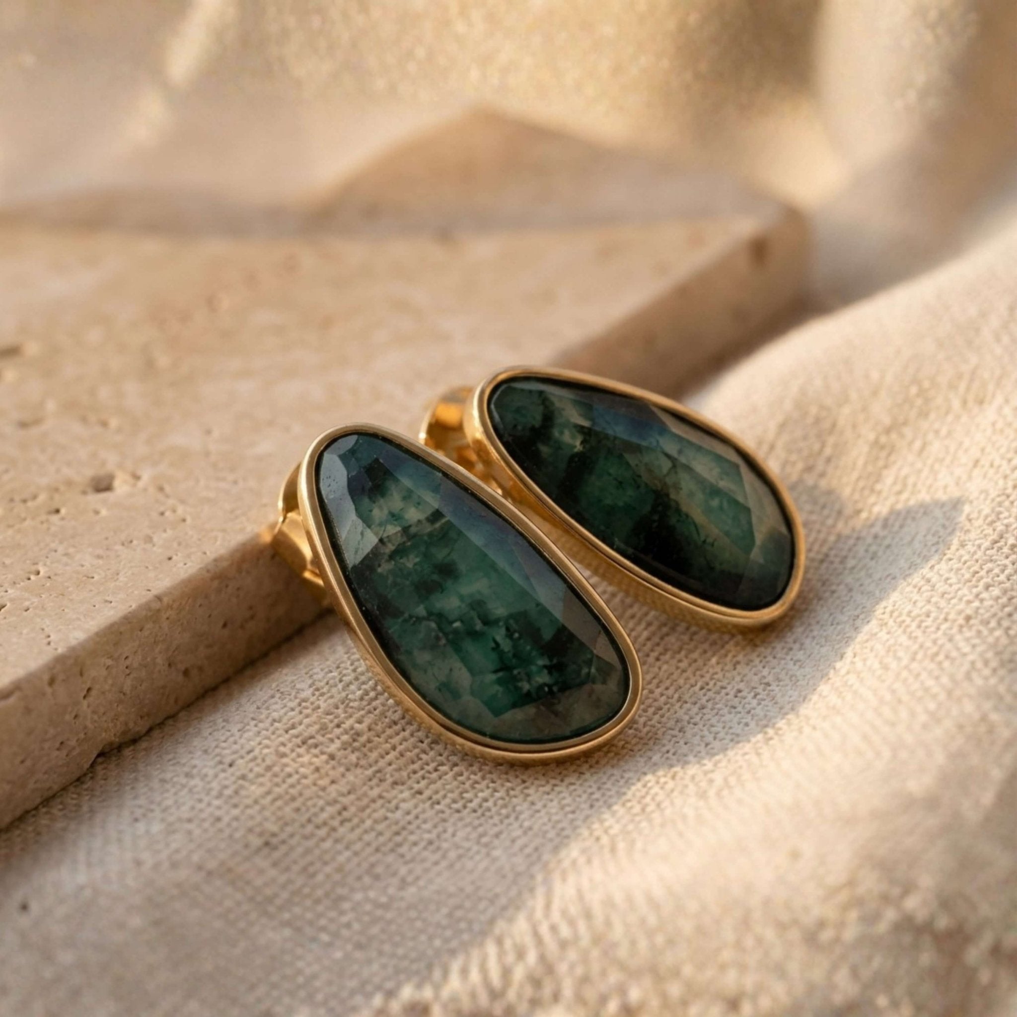 Elongated Oval Earrings – Brazilian Emerald