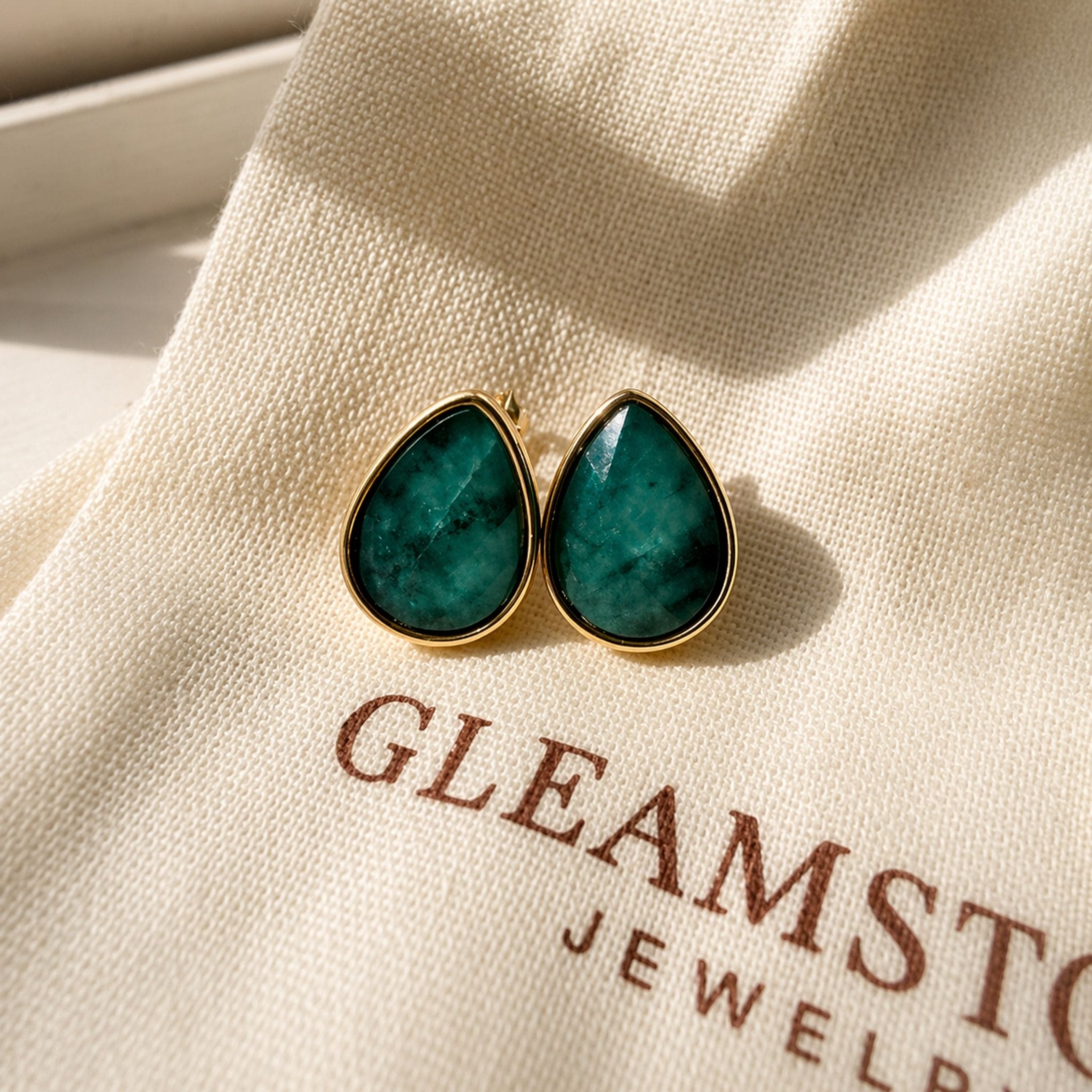 Faceted Teardrop Earrings – Brazilian Emerald