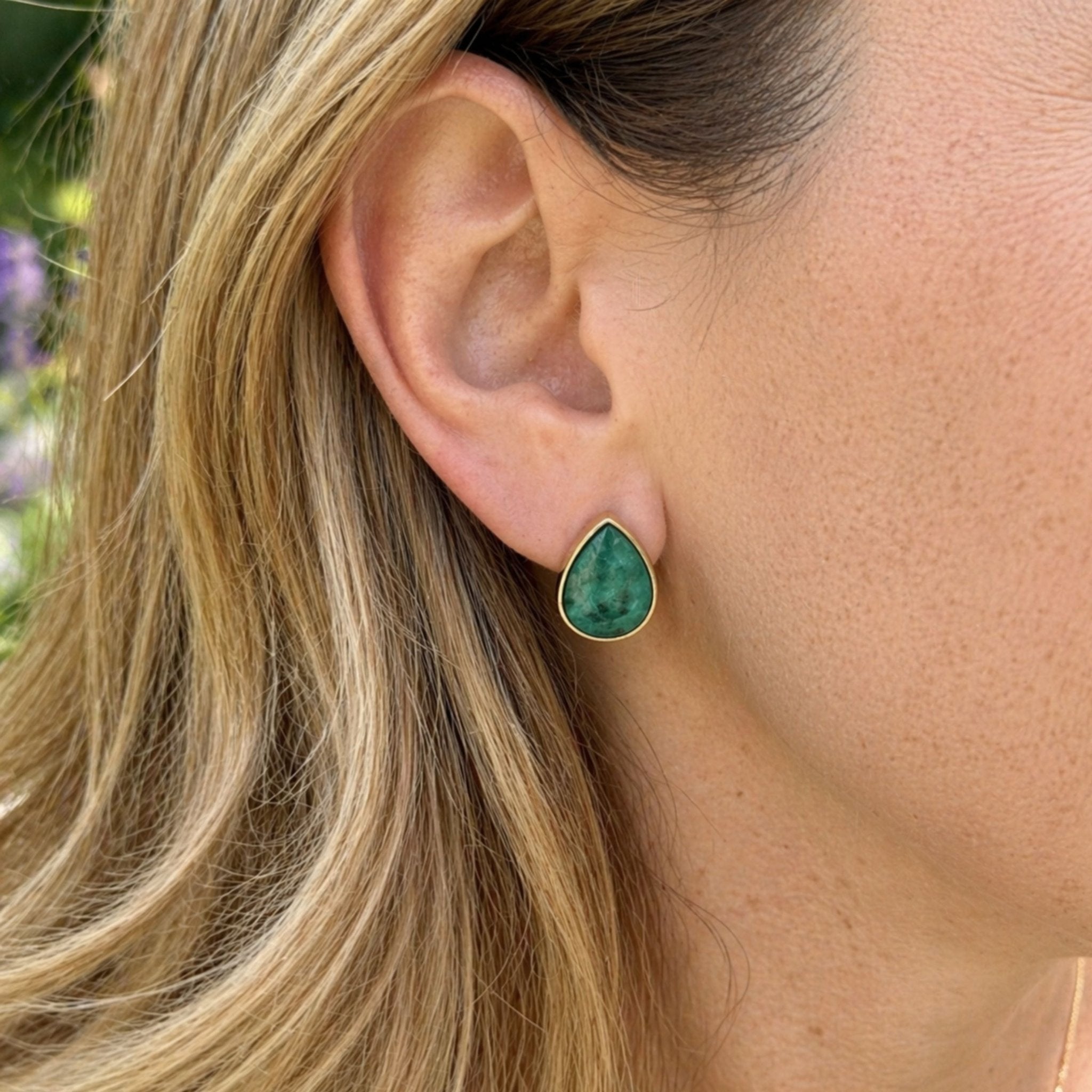 Faceted Teardrop Earrings – Brazilian Emerald
