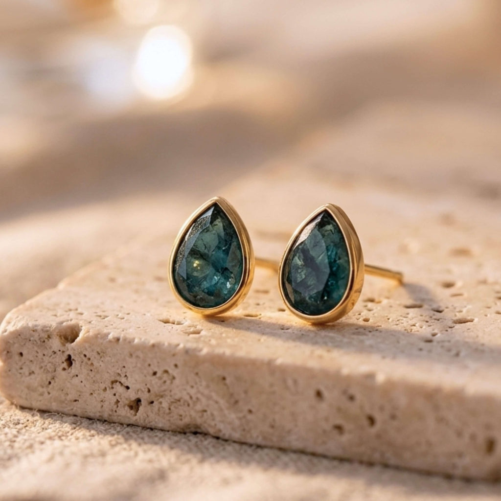 Faceted Teardrop Earrings – Brazilian Emerald