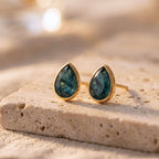 Faceted Teardrop Earrings – Brazilian Emerald