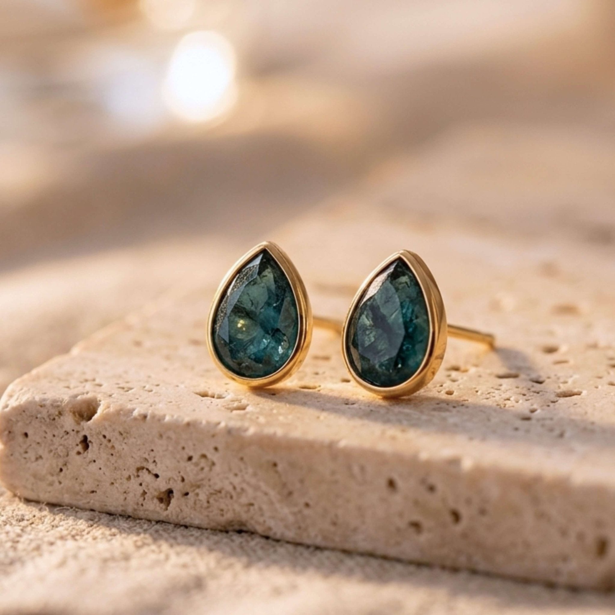 Faceted Teardrop Earrings – Brazilian Emerald