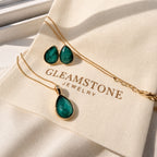 Faceted Teardrop Pendant Necklace – Brazilian Emerald