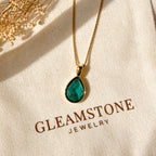 Faceted Teardrop Pendant Necklace – Brazilian Emerald