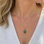 Faceted Teardrop Pendant Necklace – Brazilian Emerald