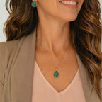 Faceted Teardrop Pendant Necklace – Brazilian Emerald