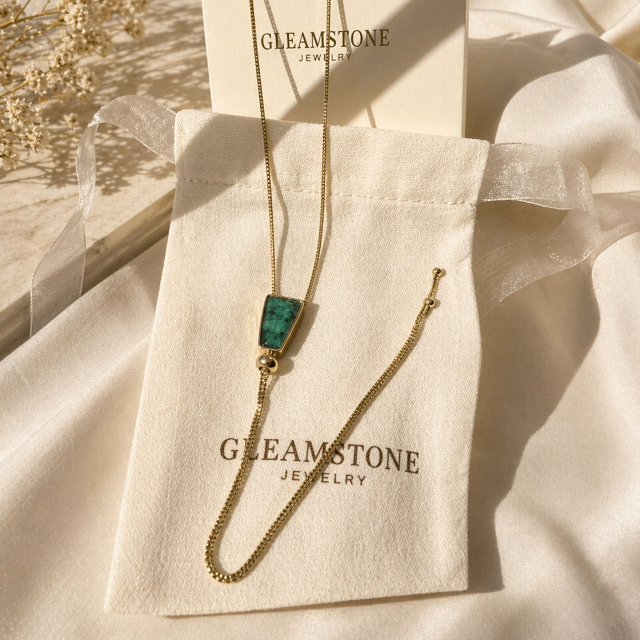 Faceted Trapeze Adjustable Lariat Necklace – Brazilian Emerald