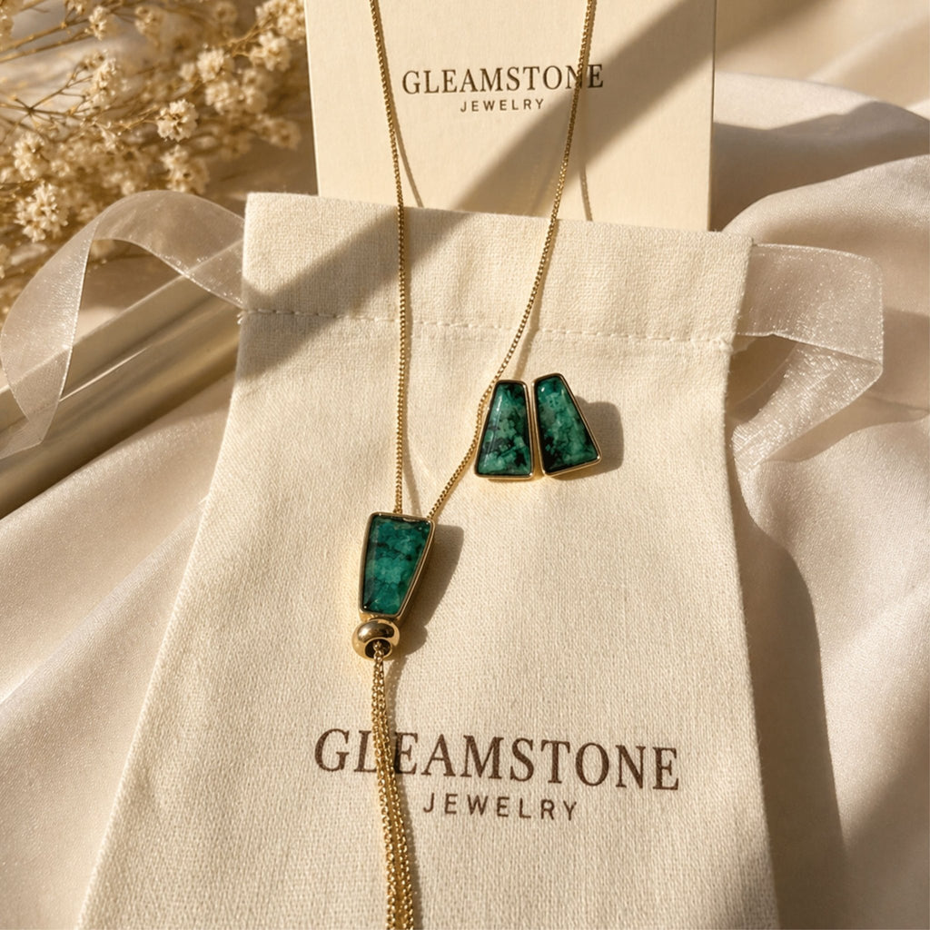 Faceted Trapeze Adjustable Lariat Necklace – Brazilian Emerald