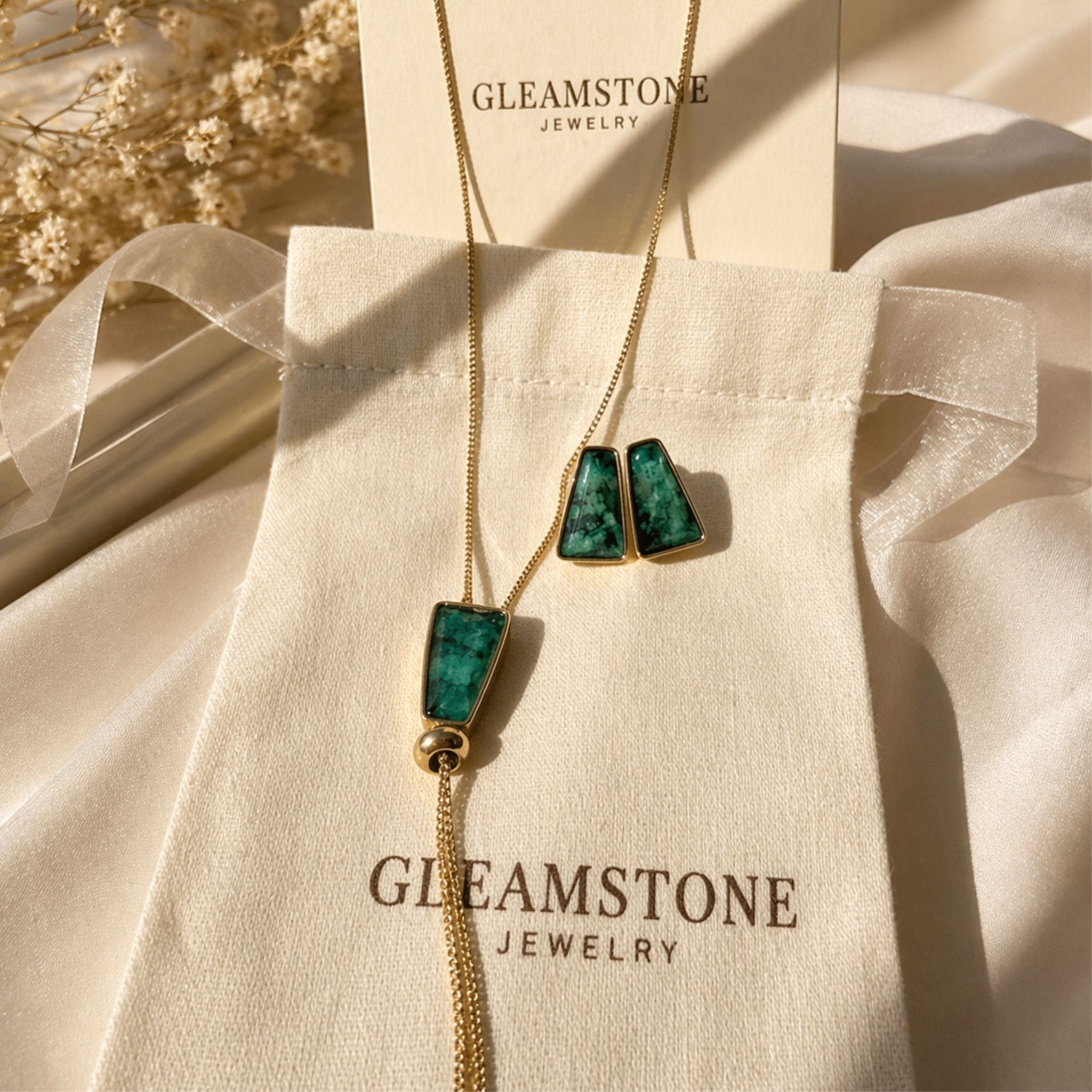 Faceted Trapeze Adjustable Lariat Necklace – Brazilian Emerald