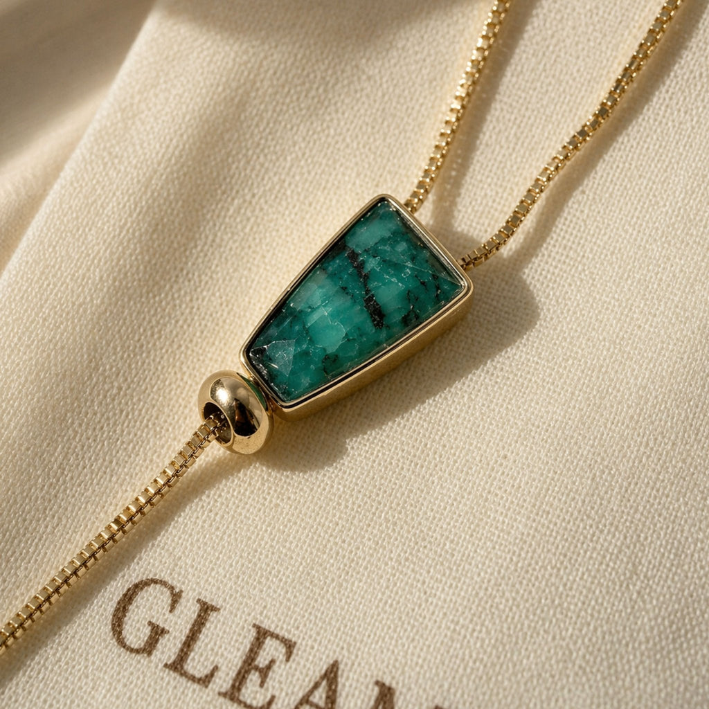 Faceted Trapeze Adjustable Lariat Necklace – Brazilian Emerald