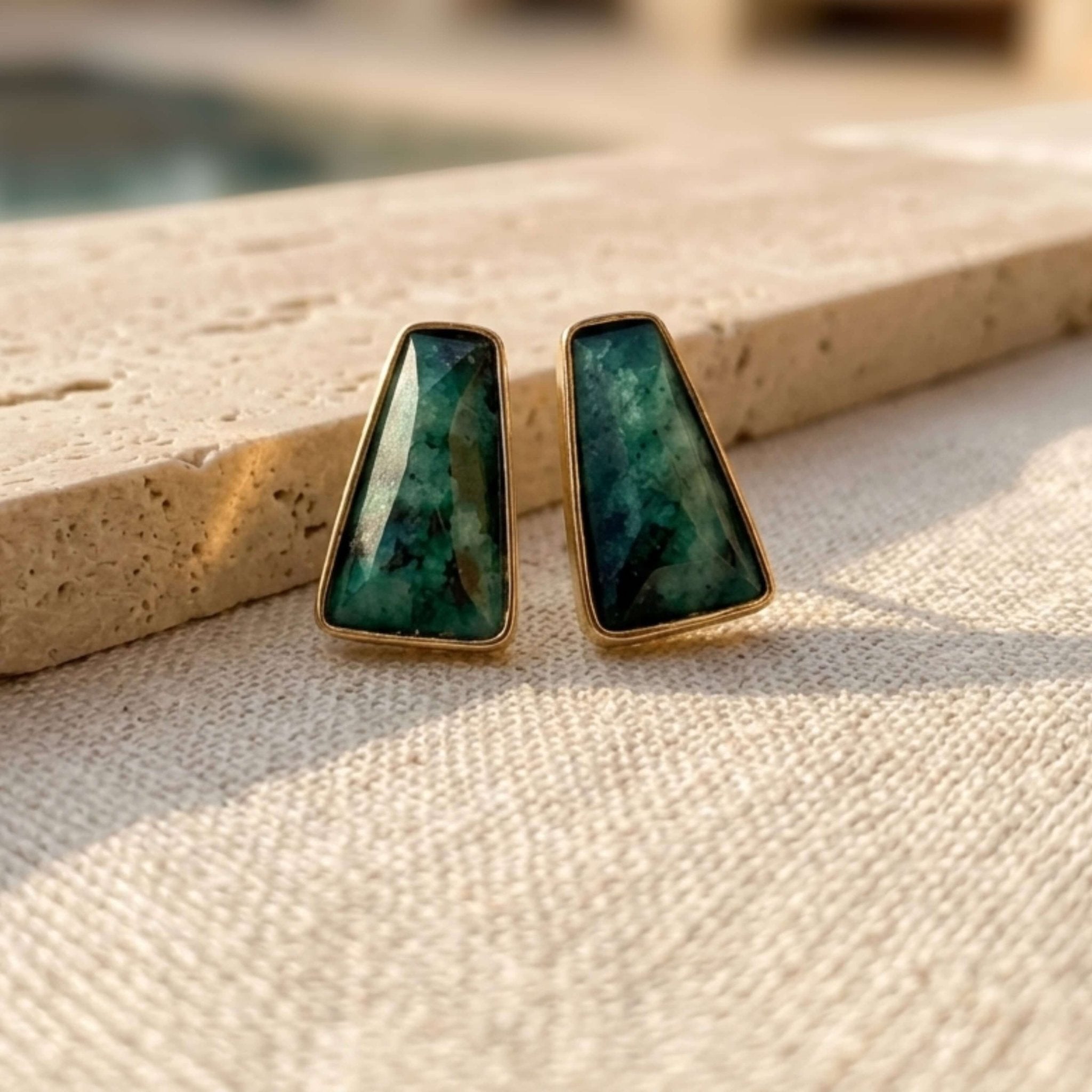 Faceted Trapeze Earrings – Brazilian Emerald