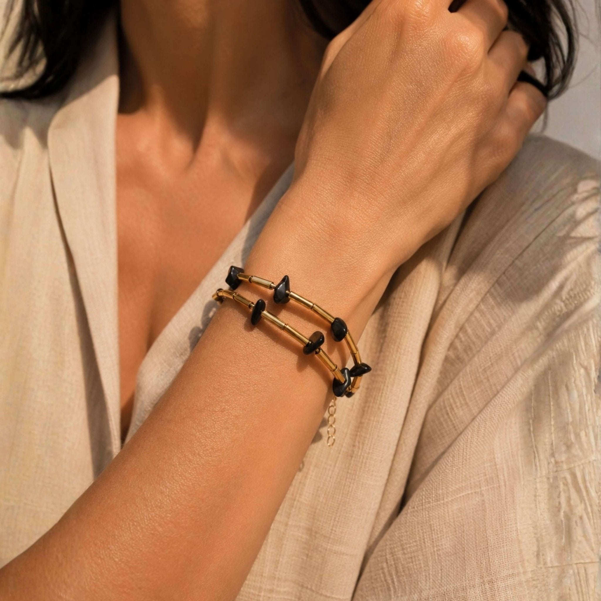 Gilded Fiber Double-Layer Bracelet