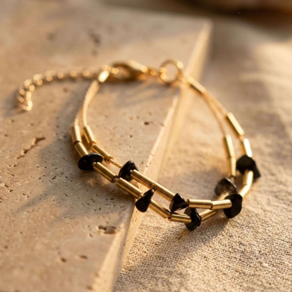 Gilded Fiber Double-Layer Bracelet