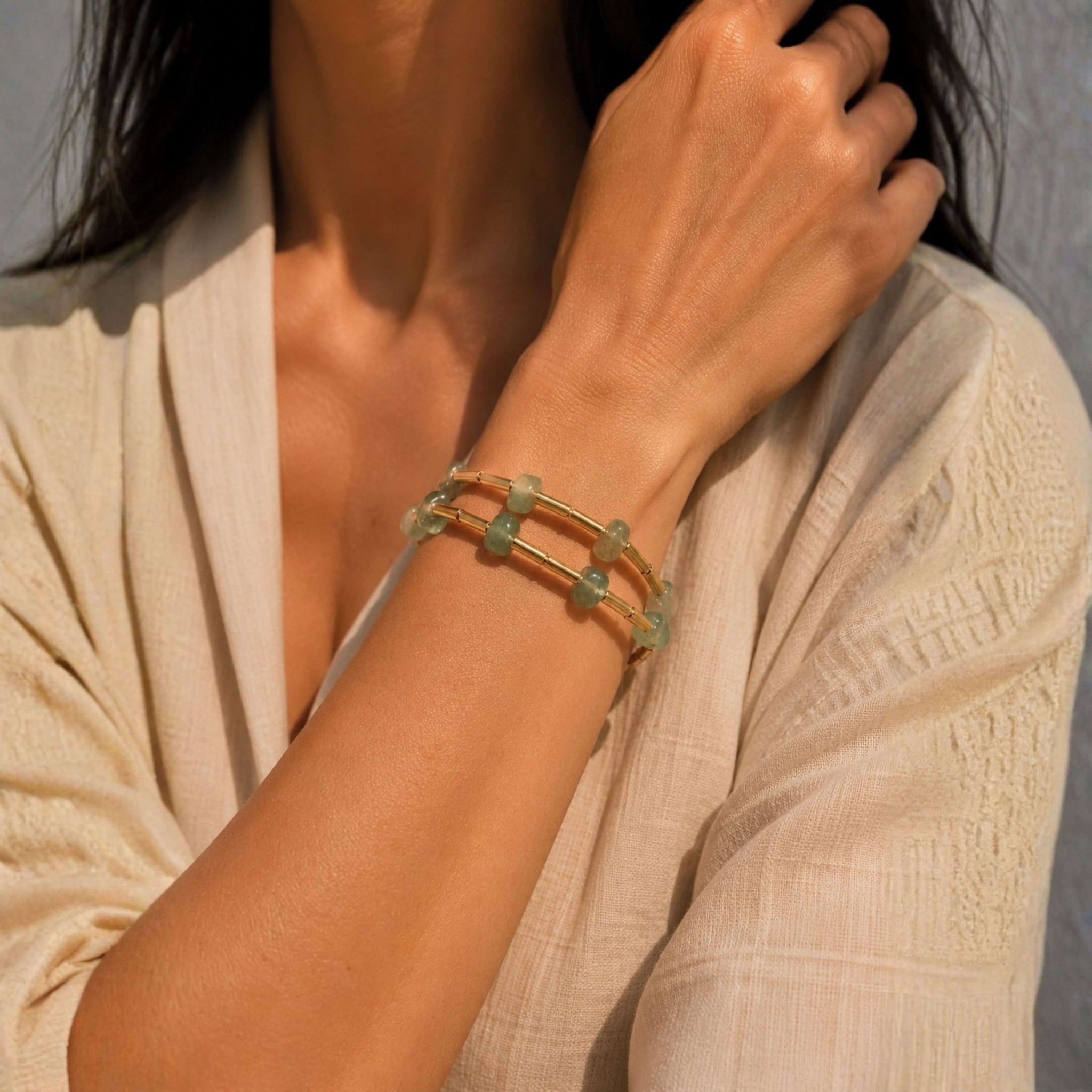 Gilded Fiber Double-Layer Bracelet