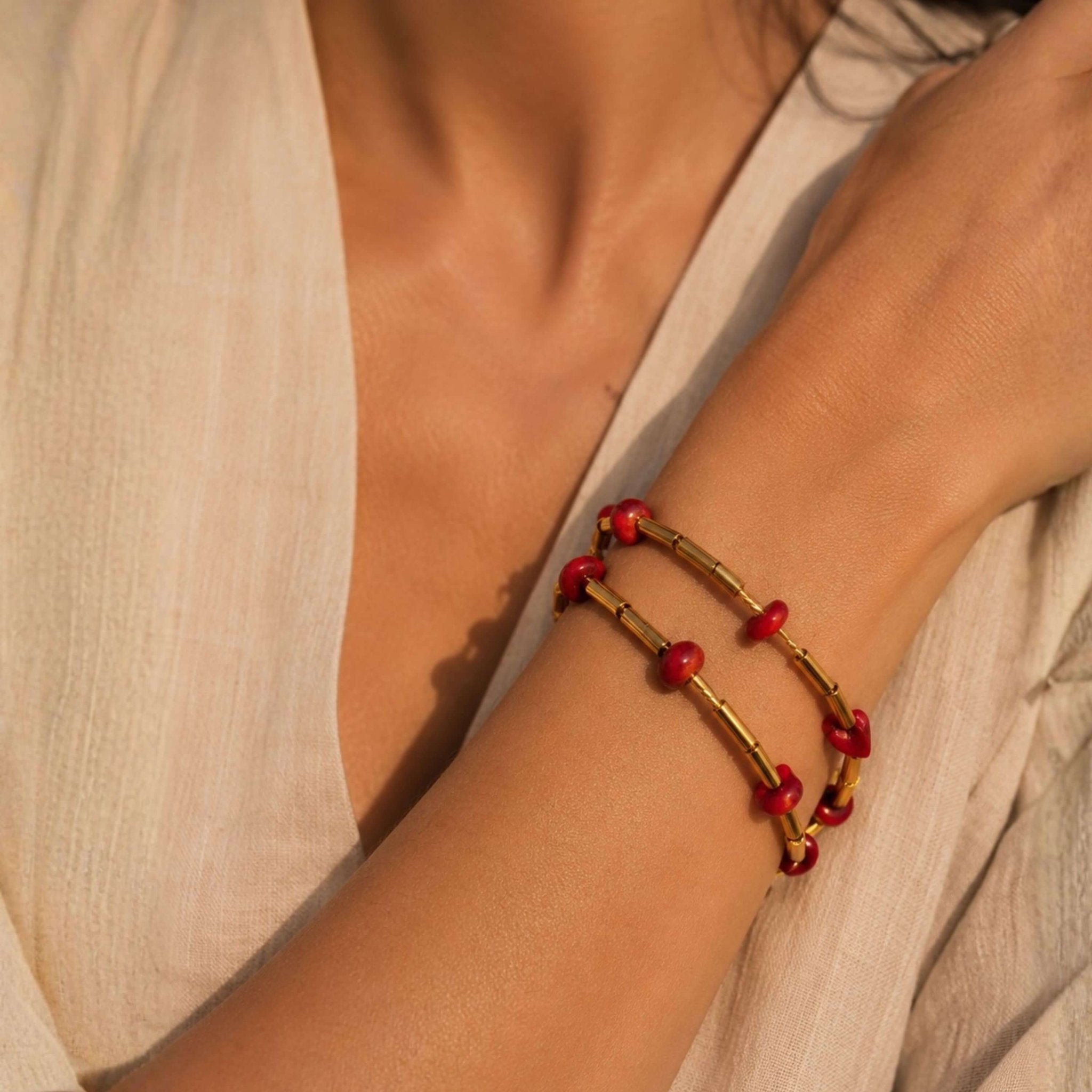 Gilded Fiber Double-Layer Bracelet