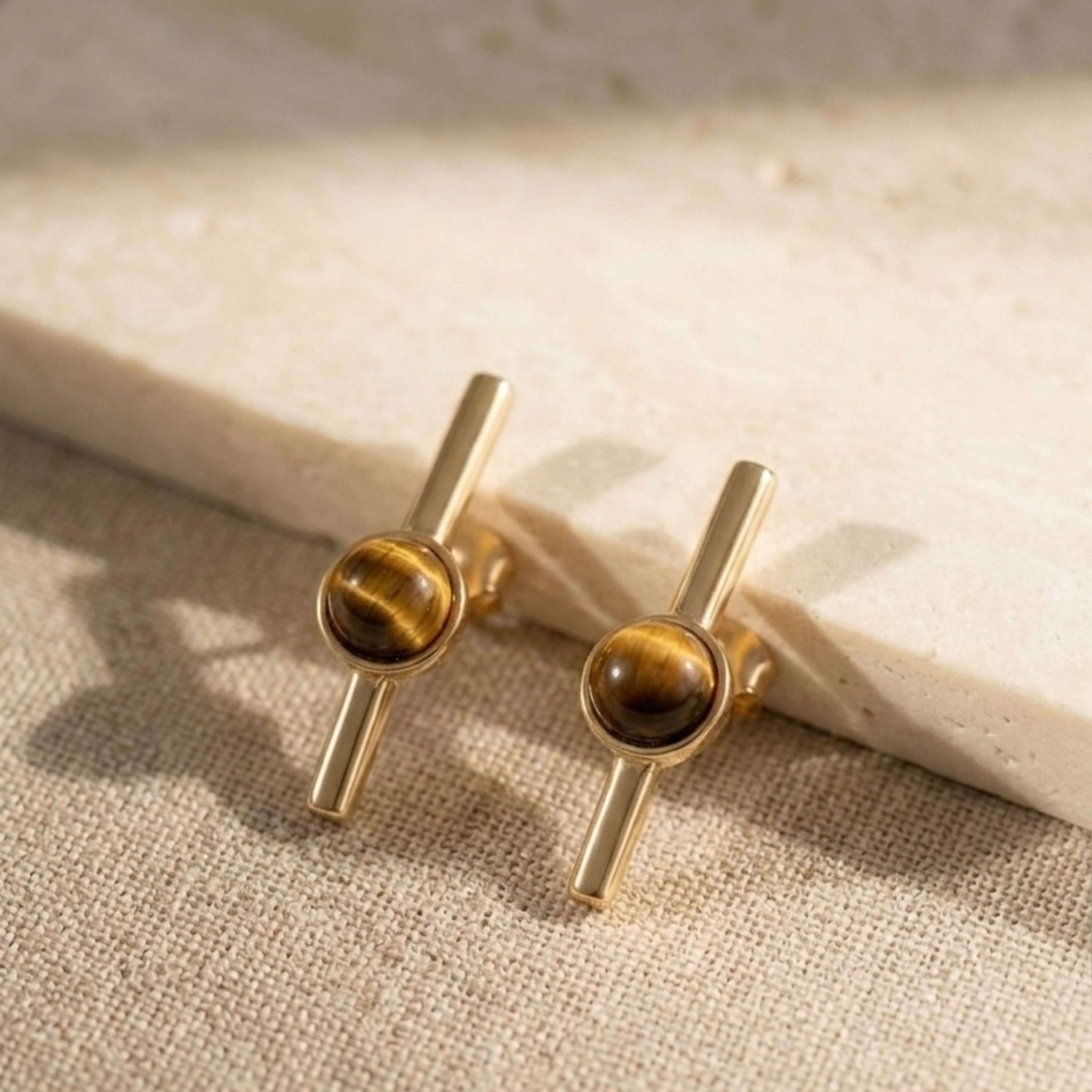 Linear Bar Gold Earrings