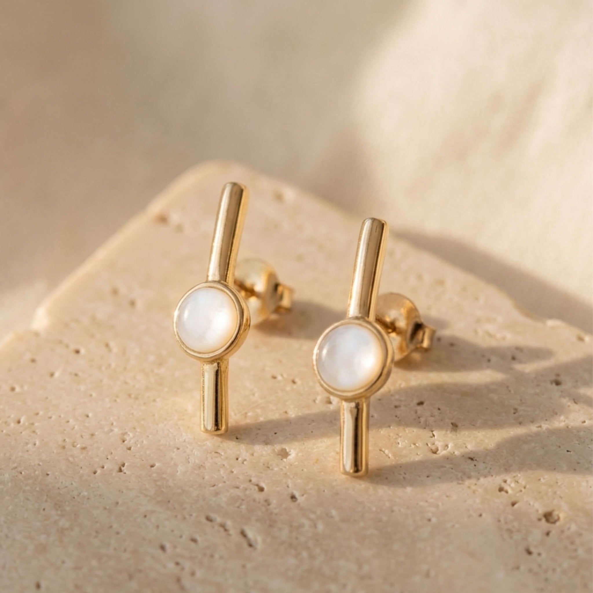 Linear Bar Gold Earrings