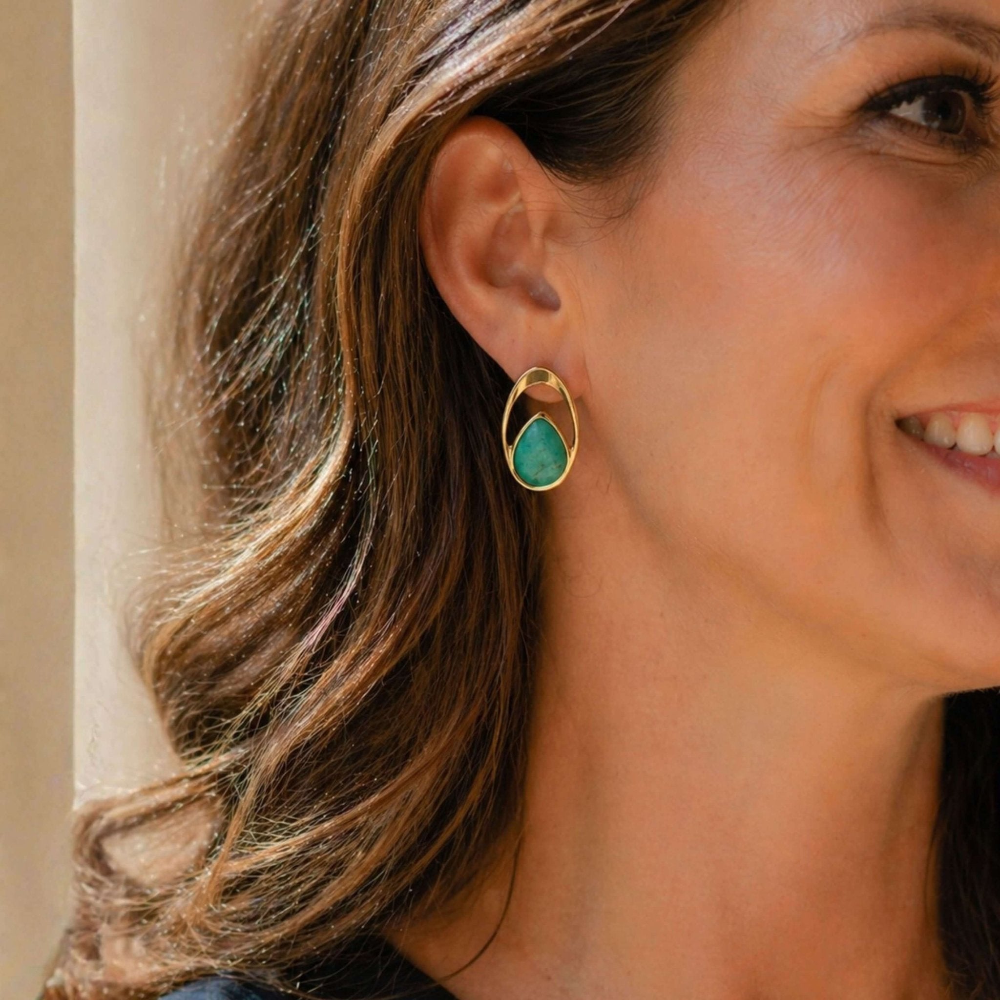 Open Oval Drop Earrings – Brazilian Emerald