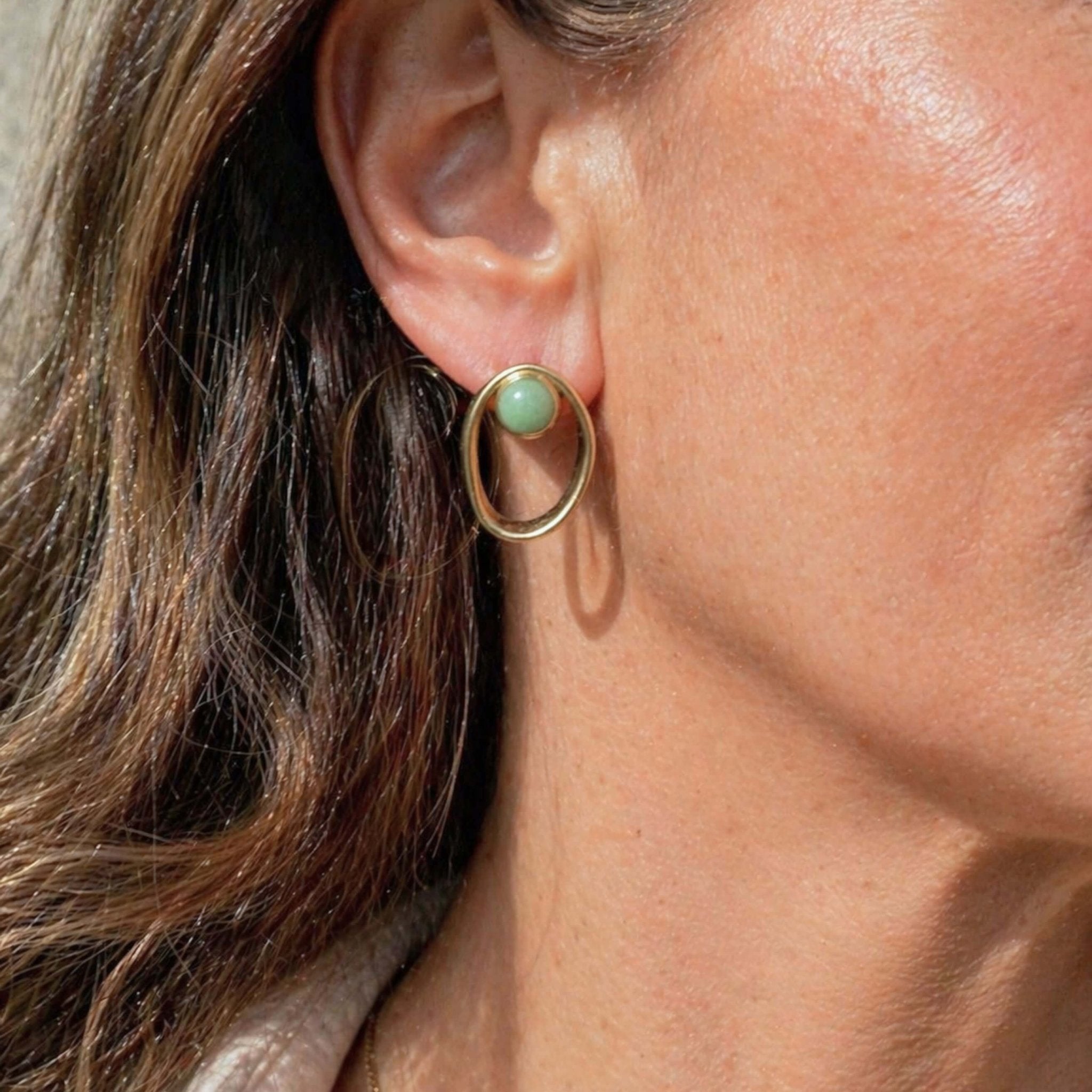 Open Oval Earrings – Green Quartz