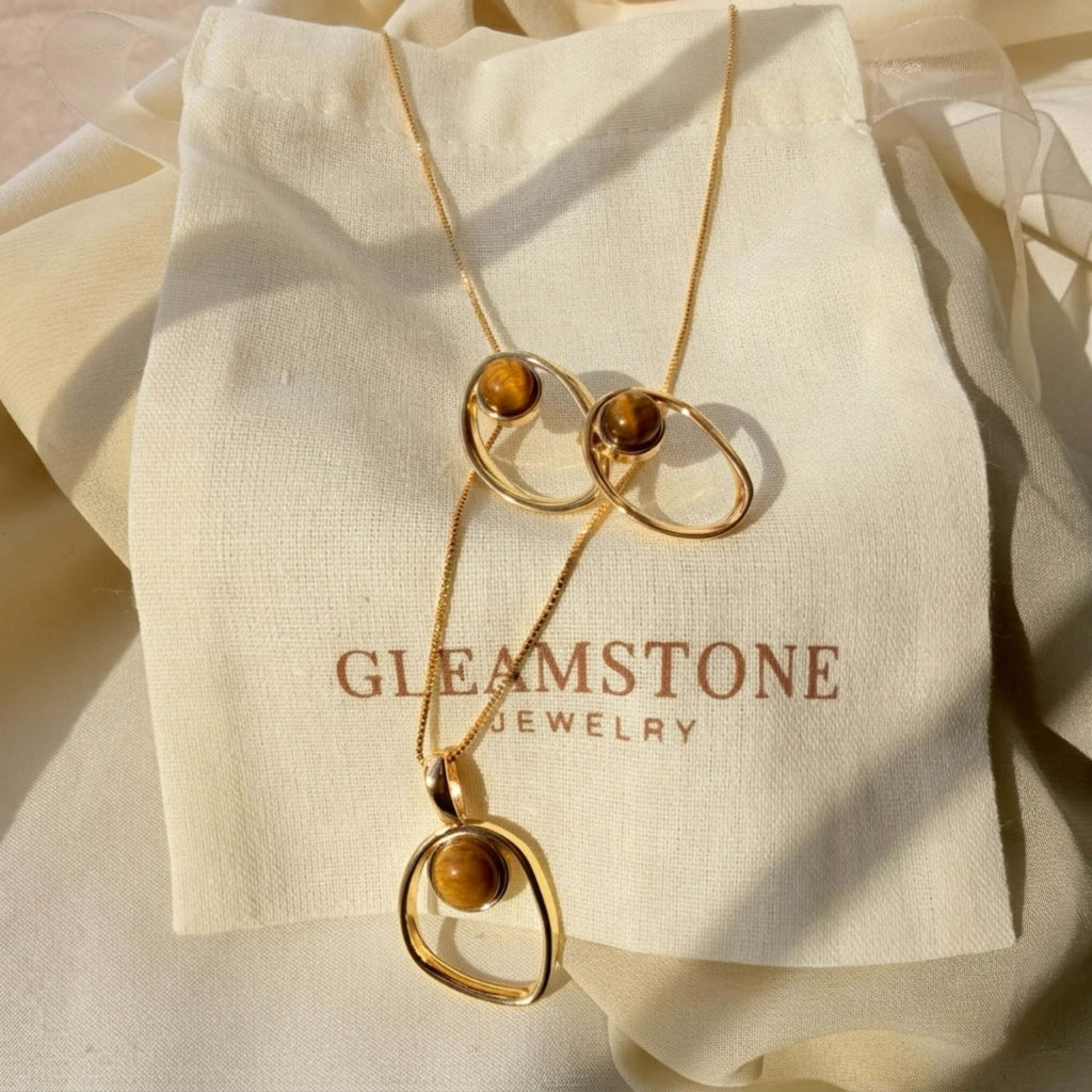Open Oval Earrings – Tiger’s Eye