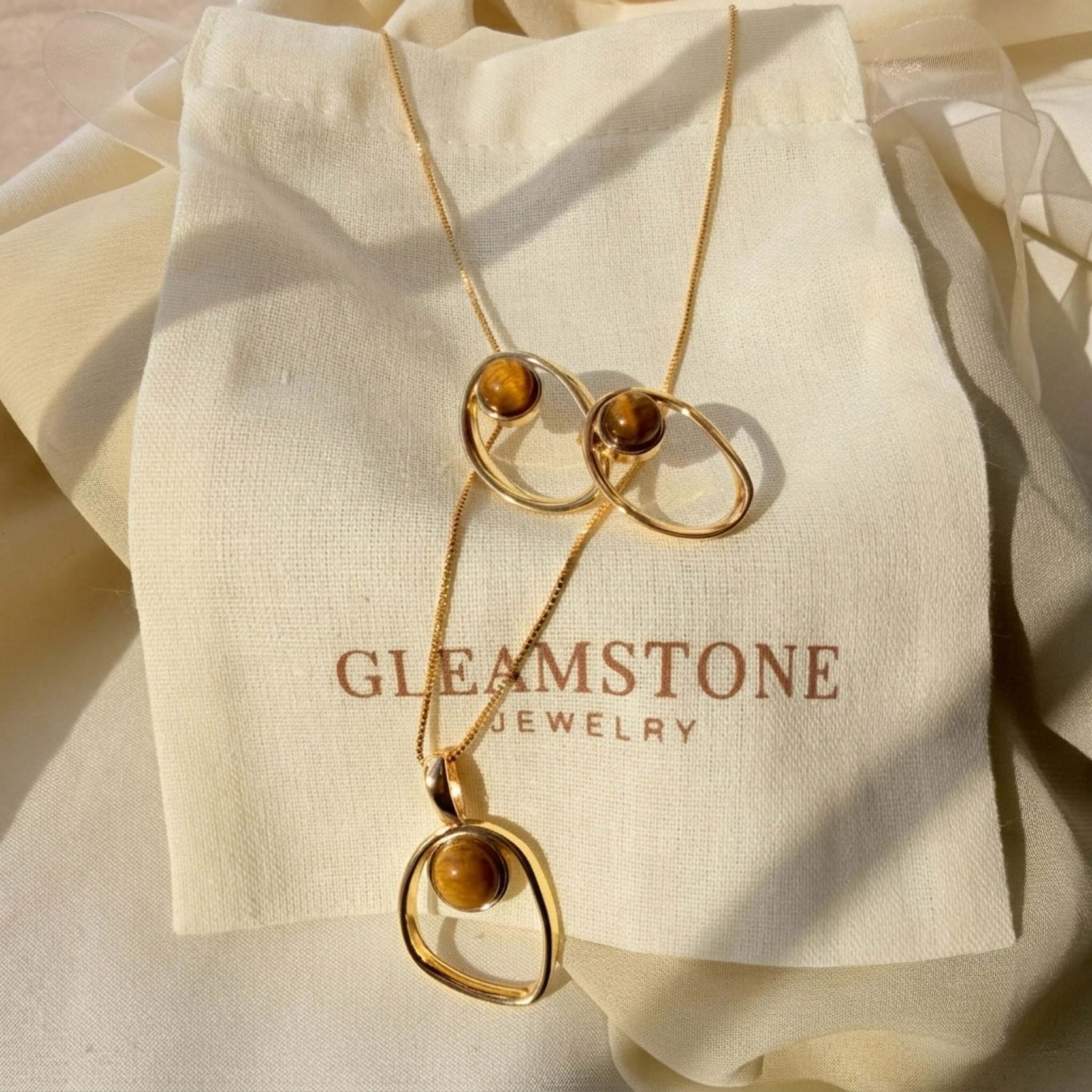 Open Oval Earrings – Tiger’s Eye