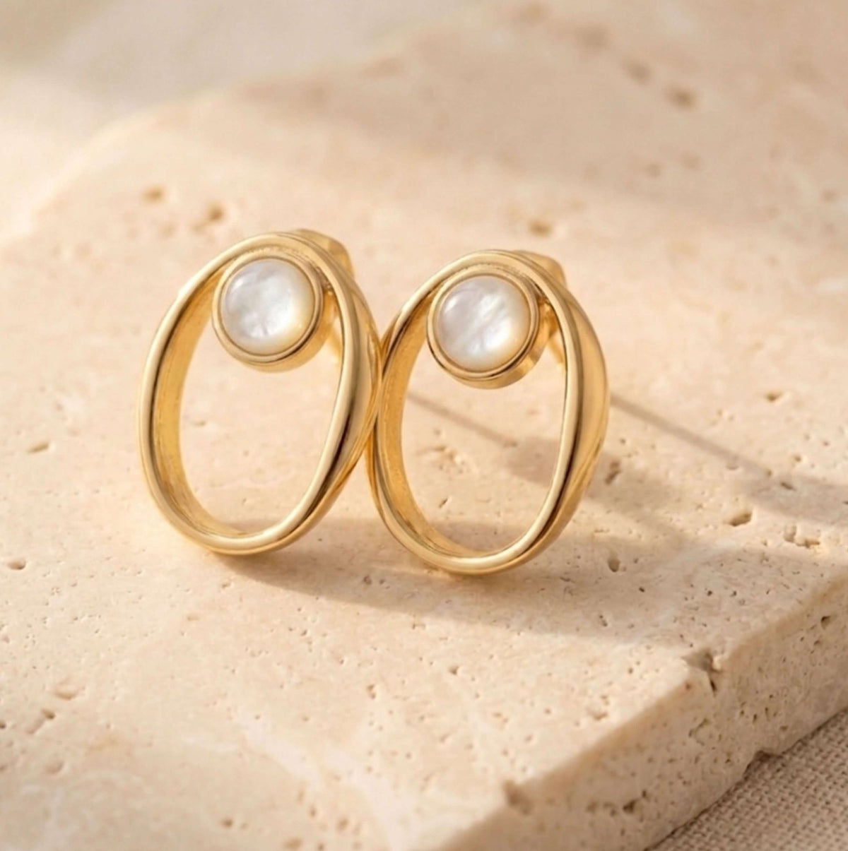 Open Oval Gold Earrings