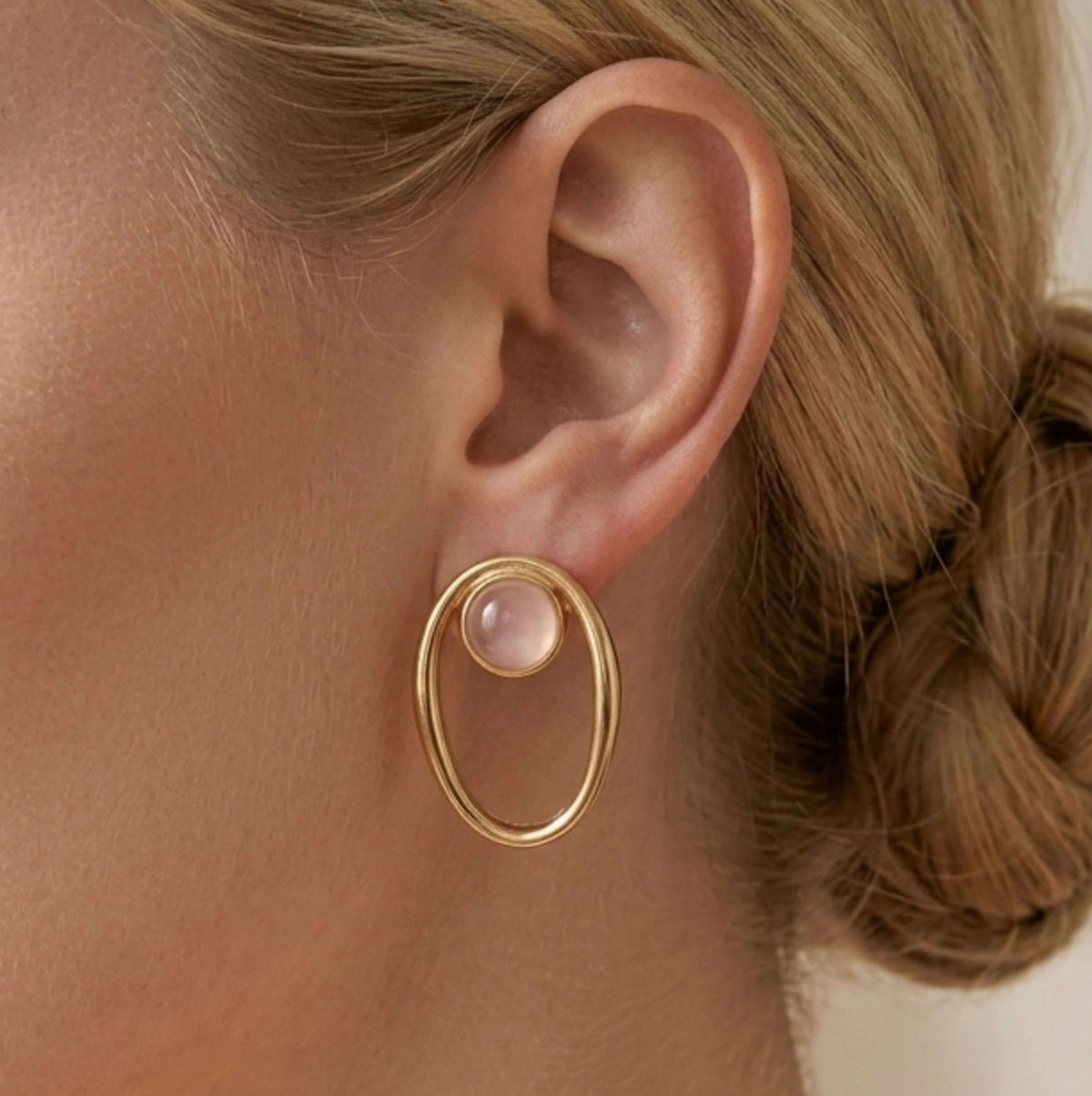 Open Oval Gold Earrings