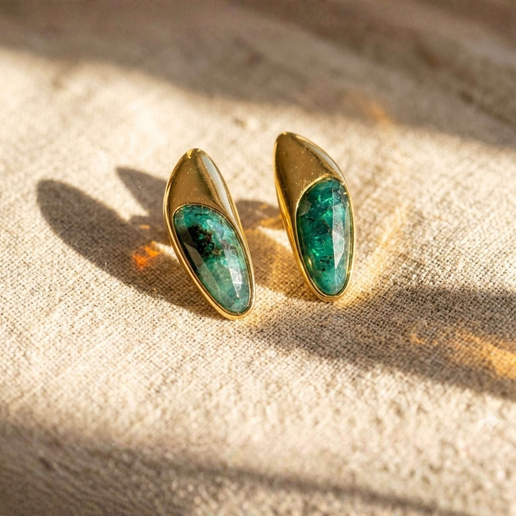 Organic Marquise Earrings – Brazilian Emerald