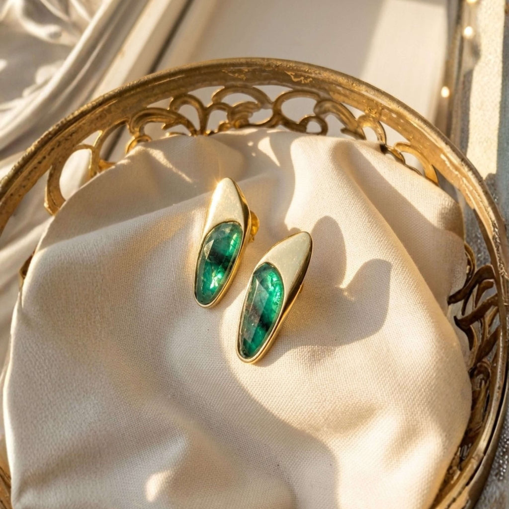 Organic Marquise Earrings – Brazilian Emerald