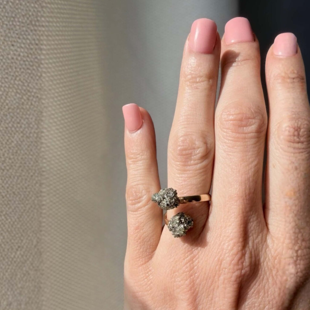 Raw Pyrite Open Ring