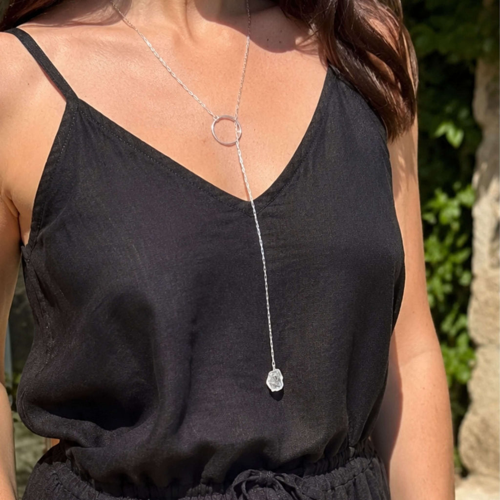 Raw Stone Lariat Necklace