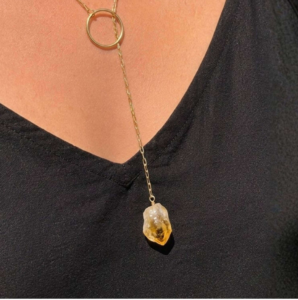 Raw Stone Lariat Necklace