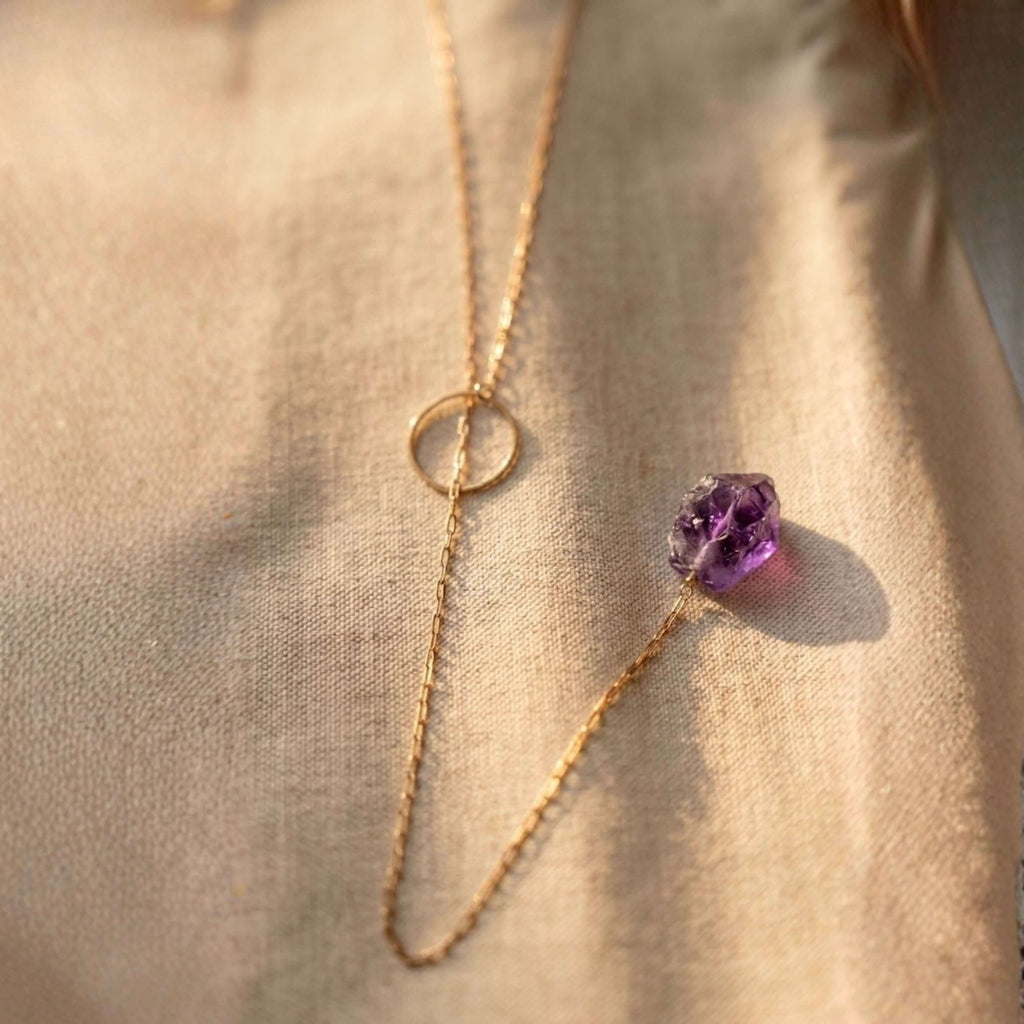 Raw Stone Lariat Necklace