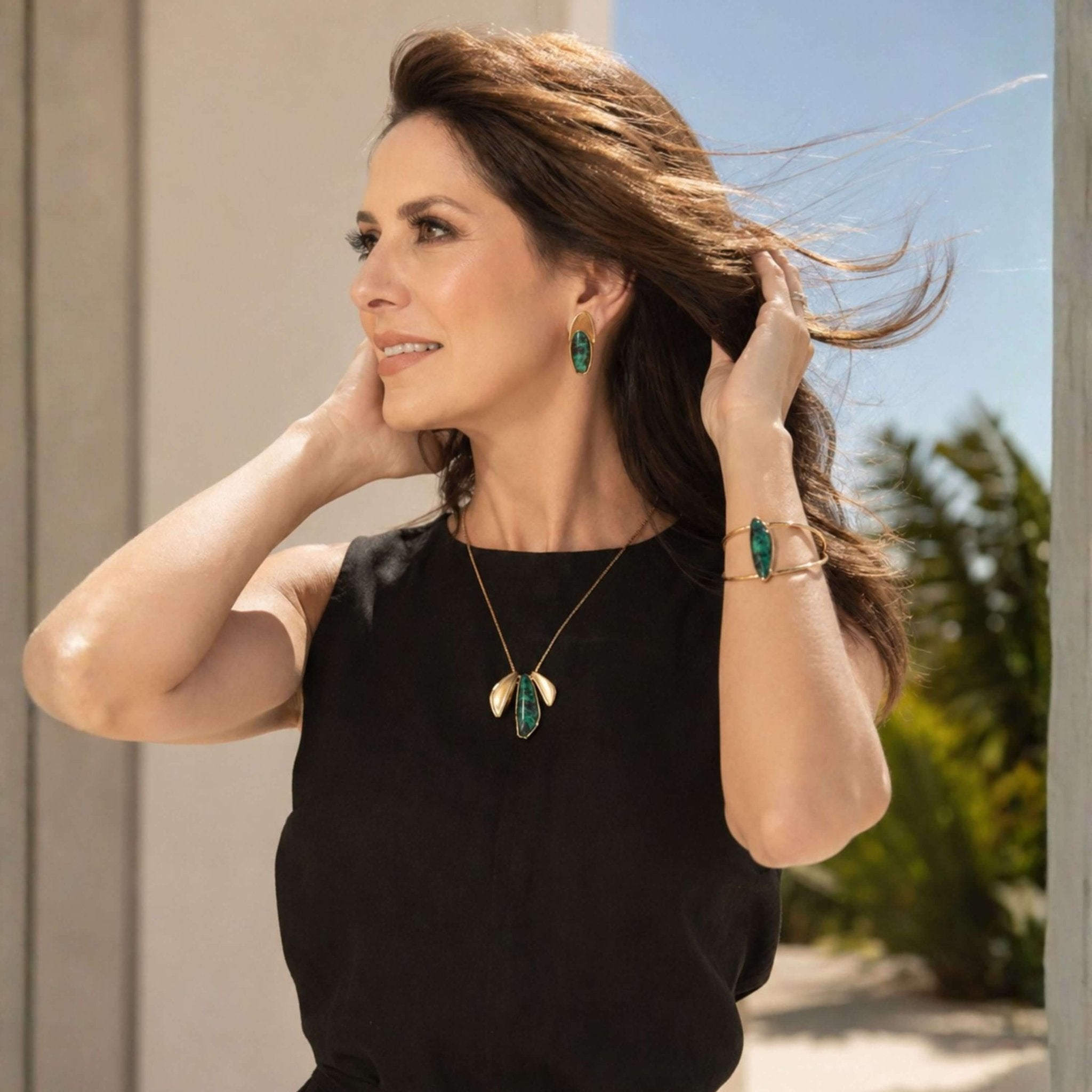 Sculptural Drop Necklace – Brazilian Emerald (24")